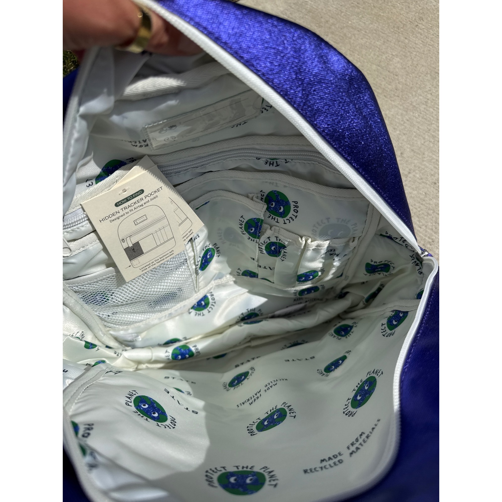 State Bags Kane Kids Travel Backpack Metallic Cowgirl Blue White Rainbow Nwt — image 7 of 8